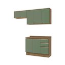 Ver imagem 2 de Armário de Cozinha Compacta 3 Gavetas 100% Mdf 200cm Nogueira/verde Celeste Kappesberg