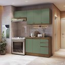 Ver imagem 1 de Armário de Cozinha Compacta 3 Gavetas 100% Mdf 200cm Nogueira/verde Celeste Kappesberg