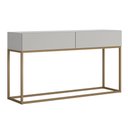 Ver imagem 2 de Buffet Estilo Industrial para Sala Escritorio Eros 110cm Off White Brilhante Base de Ferro Dourado