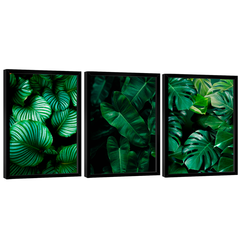 Quadro Decorativo Trio Folhas Verdes