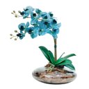 Ver imagem 1 de Arranjo com 2 Orquideas Azul Flores Realista Vaso Terrário