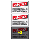 Ver imagem 1 de Combo 6 Placas de Sinalização Aviso Proibido Entrada de Pessoas sem Camisa 30x20 Acesso - P-37 F9e