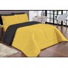 Edredom Casal Padrão Dupla Face malha em Fio Penteado 1 Peça- Amarelo e Preto - 1