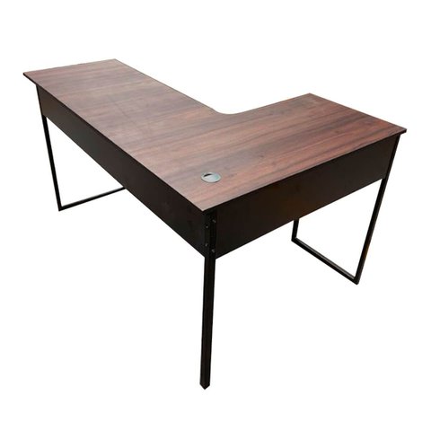 Mesa para Escritório em L 137x91 com Passa-fio Nogal/preto