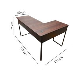 Mesa para Escritório em L 137x137 com Passa-fio Nogal/preto - 5