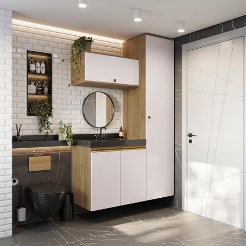 Conjunto para Banheiro Kappesberg Celeste 3 Peças Nogueira/branco 130cm