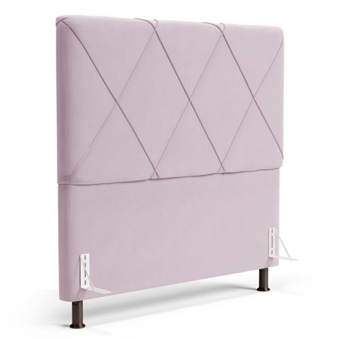 Cabeceira Cama Box Casal Mel 140cm com Frame Suede Rosa Bebê - Desk Design