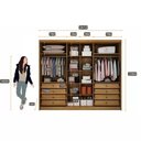 Ver imagem 3 de Guarda Roupa Rizon Glass 6 Portas de Bater 8 Gavetas MDF com Reflequita e LED Cumaru Móveis Novo