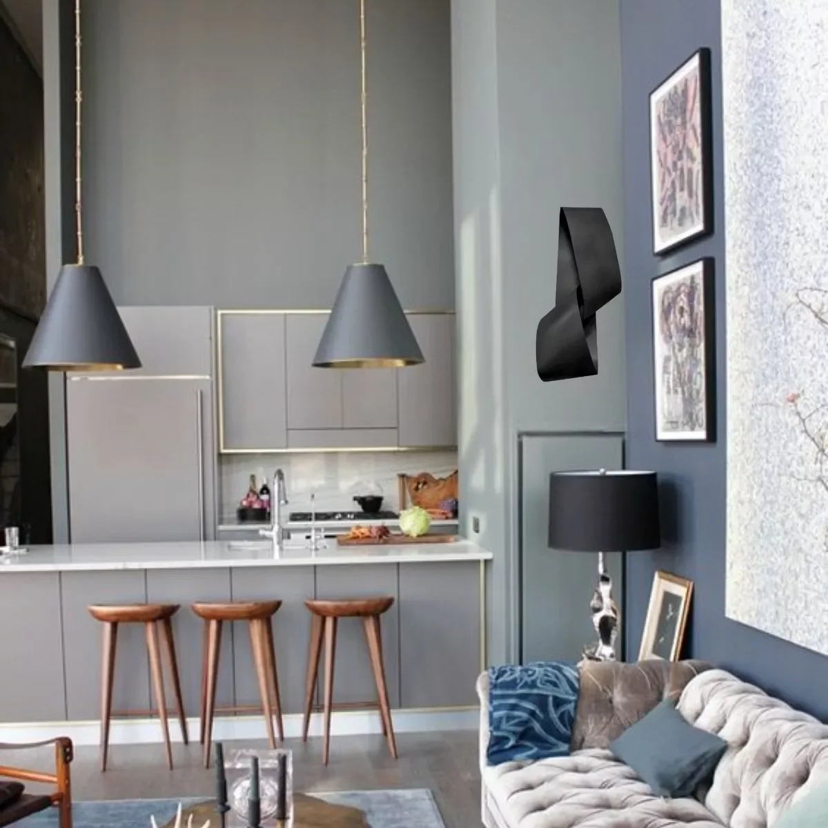 Decoração Escultura de Parede de Metal Exclusivo no Brasil Home Decor Preto - 3