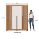 Ver imagem 4 de Guarda Roupa 4 Portas 3 Gavetas Turim Ripado Freijó/Off White