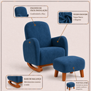 Ver imagem 2 de Poltrona Amamentação Soft Suede Base Balanço com Puff:Azul Marinho