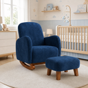 Ver imagem 1 de Poltrona Amamentação Soft Suede Base Balanço com Puff:Azul Marinho