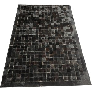 Tapete de Couro Preto Café 1,00x1,50 com Borda Pç 5x5cm
