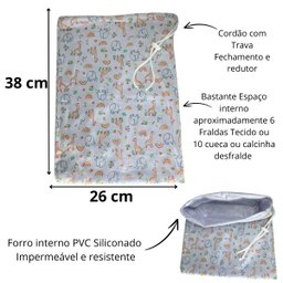 Kit Saco Impermeável Roupa Molhada Bebê Infantil Safariverde - 4
