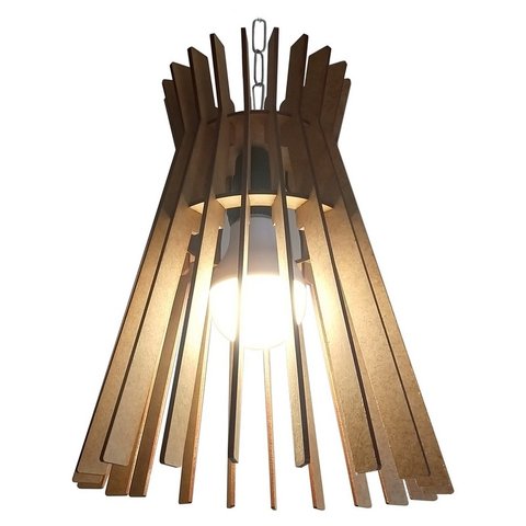 Lustre Luminária Pendente de Madeira MDF Mod. Oca