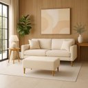 Ver imagem 2 de Kit 2 Puffs Bela Manu Madri Sued Bege Claro com Pés Palito