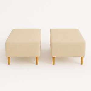 Kit 2 Puffs Bela Manu Madri Sued Bege Claro com Pés Palito