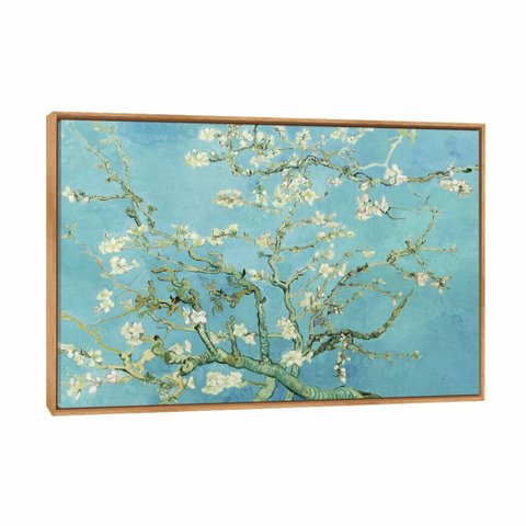 Quadro Decorativo Van Gogh Amendoeira em Flor 120x80cm Moldura Natural