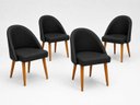 Ver imagem 2 de Kit 4 Cadeiras Lua Estofada Moderna Sala de Jantar Suede Preto