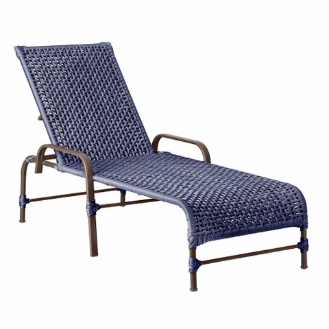 Espreguiçadeira Reclinável Catar Marrom e Corda Náutica Trama Original Piscina Jardim Alumínio