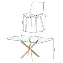 Ver imagem 3 de Conjunto Mesa de Jantar Lara 160cm Vidro 10mm Base Aço Carbono Bronze com 4 Cadeiras Linho - Bege