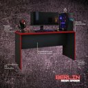 Ver imagem 5 de Mesa Gamer Escrivaninha para Computador Pc 136 cm Home Office Estudo Setup Gamer - Preto e Vermelho