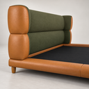 Ver imagem 4 de Conjunto Cama Japonesa Casal Cabeceira Alta Estofada Curva Boucle Courino Premiun Luxo Desing Unico