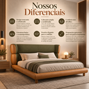 Ver imagem 5 de Conjunto Cama Japonesa Casal Cabeceira Alta Estofada Curva Boucle Courino Premiun Luxo Desing Unico