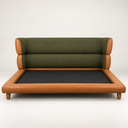 Ver mais imagens de Conjunto Cama Japonesa Casal Cabeceira Alta Estofada Curva Boucle Courino Premiun Luxo Desing Unico