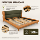Ver imagem 6 de Conjunto Cama Japonesa Casal Cabeceira Alta Estofada Curva Boucle Courino Premiun Luxo Desing Unico