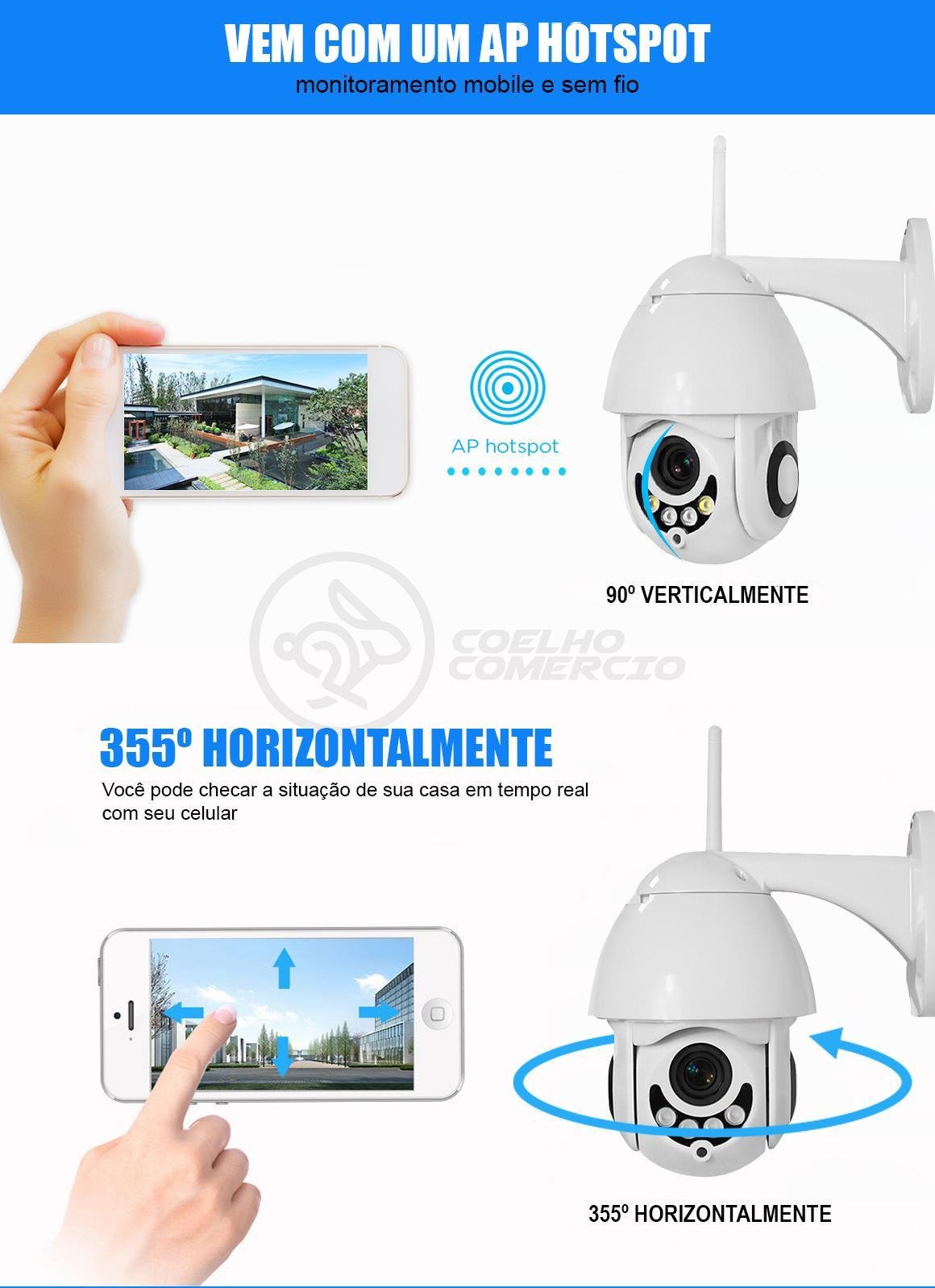Câmera Ip Rotativa Speed Dome 355º Prova Dágua Wifi Hd 1080p - 7