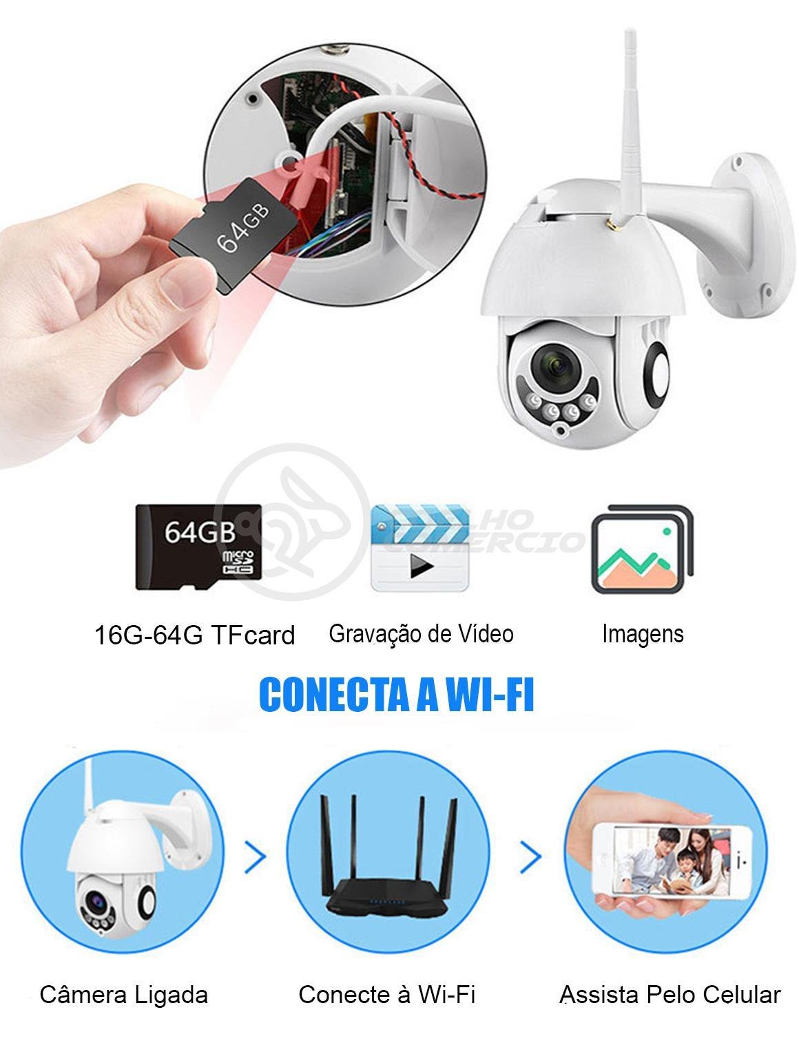 Câmera Ip Rotativa Speed Dome 355º Prova Dágua Wifi Hd 1080p - 6