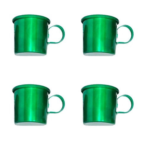 Kit 4 Canecas em alumínio estilo Moscow Mule Decor - Verde Bright