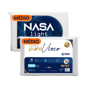 Kit Travesseiros Puro Visco e Nasa Light Médio Sonos 2 Peças