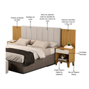 Ver imagem 3 de Cabeceira Box Elena Ajustável Casal/quen Estofado com Mesa de Cabeceira