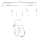 Ver imagem 2 de Conjunto Sala de Jantar Mesa Talocan Oval 218cm e 6 Cadeiras Puskas Linho Bege/Nogueira - Granbelo G