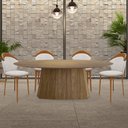 Ver imagem 6 de Conjunto Sala de Jantar Mesa Talocan Oval 218cm e 6 Cadeiras Puskas Linho Bege/Nogueira - Granbelo G