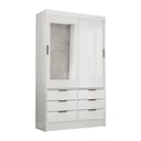 Ver imagem 2 de Guarda-Roupa Solteiro com Espelhos 2 Portas de Correr e 6 Gavetas 108cm Multimóveis CR35566 Branco