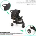 Ver imagem 5 de Carrinho de Bebê Passeio Reclinável Berço 3 Rodas de 0 Até 15kg Cross Trail Preto Cobre