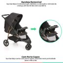 Ver imagem 4 de Carrinho de Bebê Passeio Reclinável Berço 3 Rodas de 0 Até 15kg Cross Trail Preto Cobre