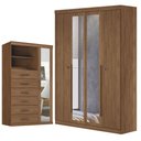 Ver imagem 1 de Guarda Roupa Guarda Roupa Casal Ripado 4 Portas Buriti com Espelho e Cômoda Marabá com Espelho Jatob
