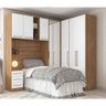 Quarto de Solteiro Modulado 5 Peças com Armário Aéreo + Escrivaninha Amêndola/Branco- Bela Móveis - 2