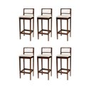 Ver imagem 1 de Kit 6 Banquetas Madeira Imbuia Cozinha Encosto Palha Indiana