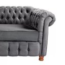 Ver imagem 2 de Conjunto c/ 2 Sofás Chesterfield Capitone Luis XV Suede Cinza Chumbo 2M / Decoracao , sala tv estar,