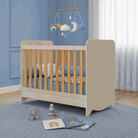 Berço Peroba Ben Americano 3 em 1 Off White Amêndoa Infantil