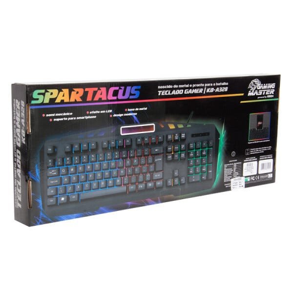 Teclado Gamer Led Spartacus Semi Mecânico Kb-a328 Usb K-mex - 3