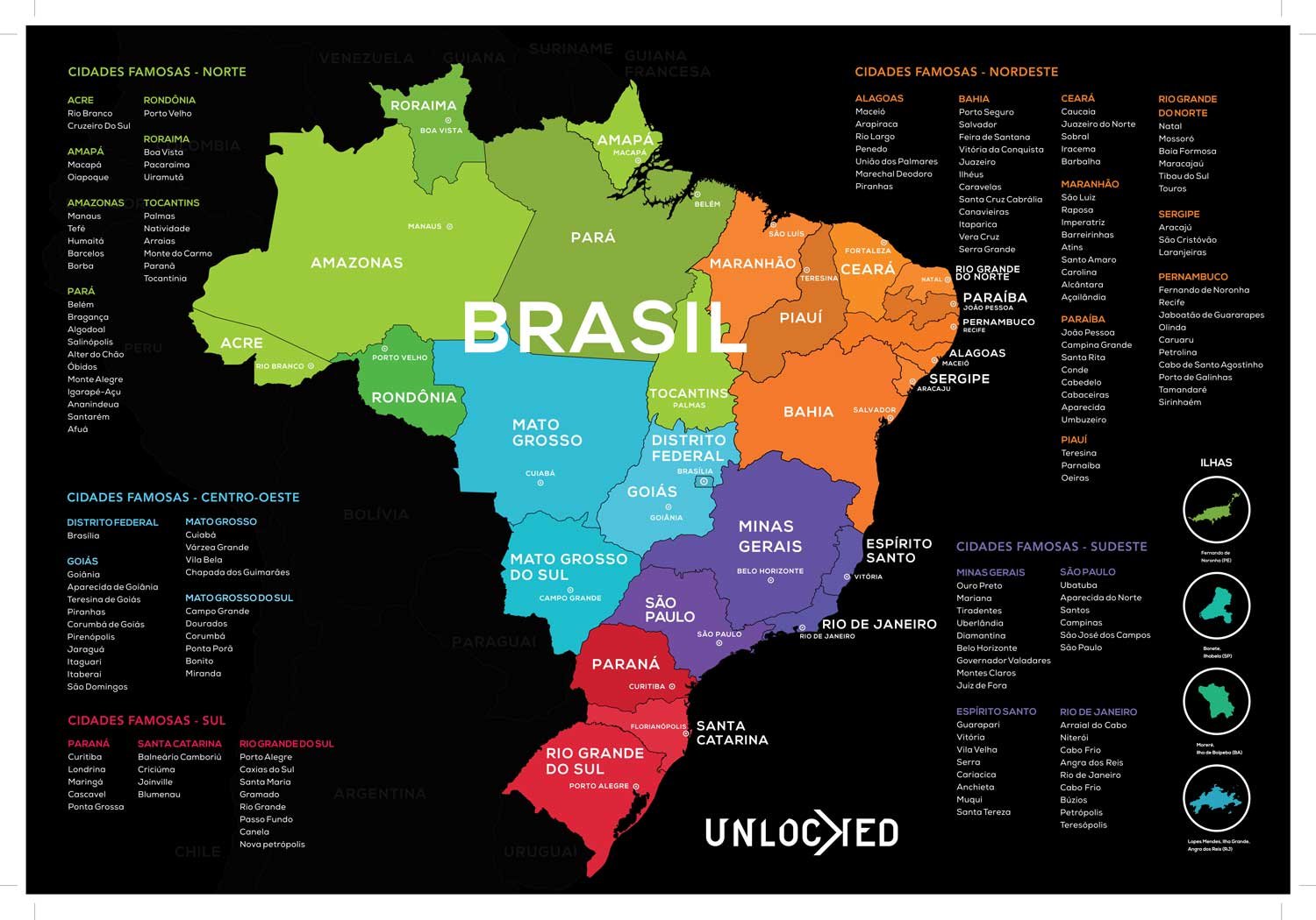 Mapa Do Brasil de Raspar | Unlocked | Com moldura | 66x46 cm - 2