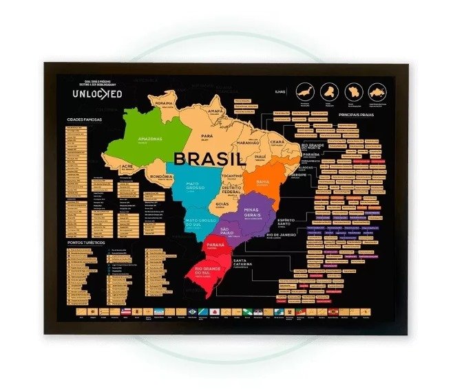 Mapa Do Brasil de Raspar | Unlocked | Com moldura | 66x46 cm - 3