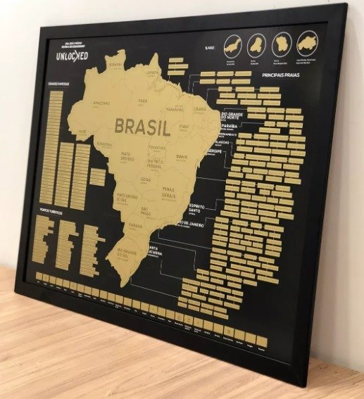 Mapa Do Brasil de Raspar | Unlocked | Com moldura | 66x46 cm - 6