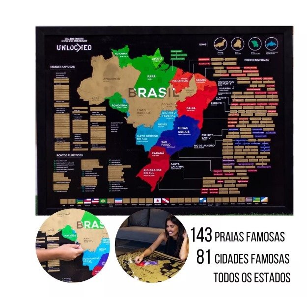 Mapa Do Brasil de Raspar | Unlocked | Com moldura | 66x46 cm - 5